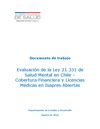 Evaluación de la Ley 21.331 de  Salud Mental en Chile – Cobertura Financiera y Licencias  Médicas en Isapres Abiertas