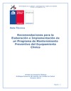 Recomendaciones para la elaboración de un Programa de Mantenimiento Preventivo del  Equipamiento Clínico. 2014